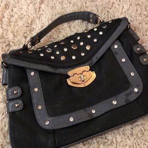 Black embellished oversized clutch